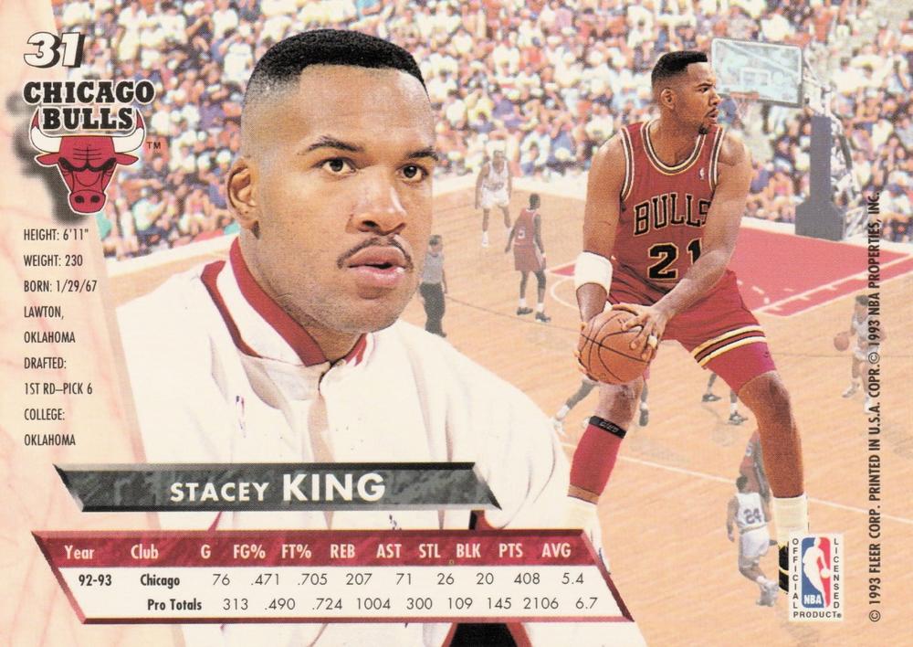 1993-94 Fleer Ultra Stacey King #31 Chicago Bulls