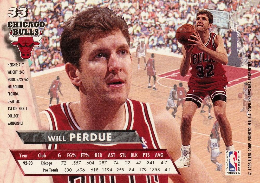 1993-94 Fleer Ultra Will Perdue #33 Chicago Bulls