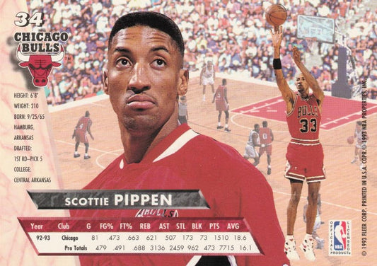 1993-94 Fleer Ultra Scottie Pippen #34 Chicago Bulls