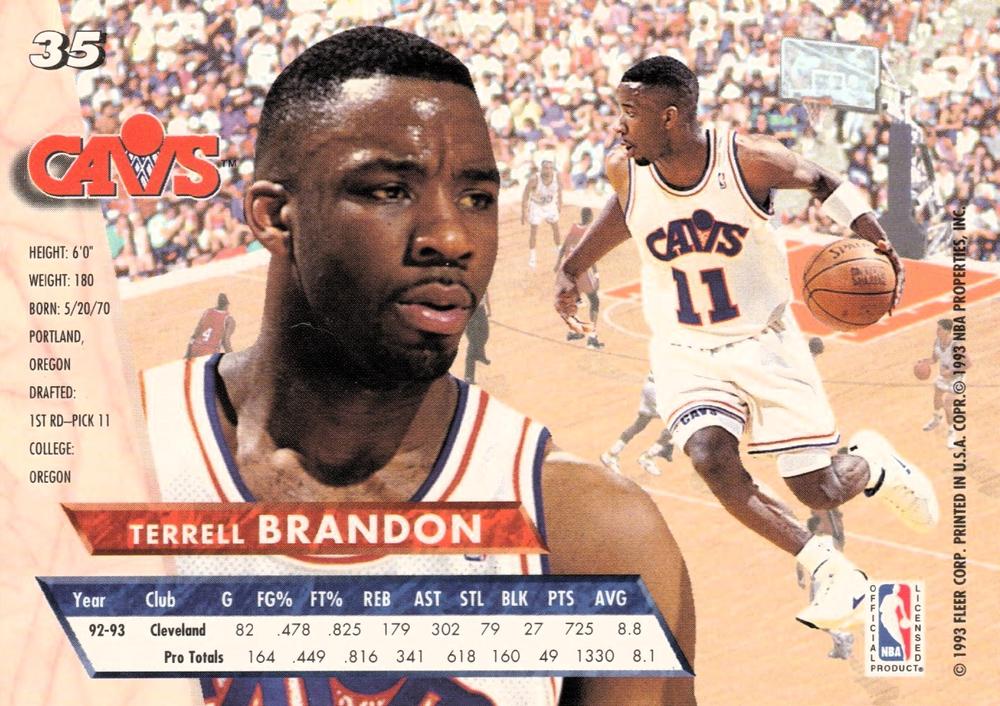 1993-94 Fleer Ultra Terrell Brandon #35 Cleveland Cavaliers