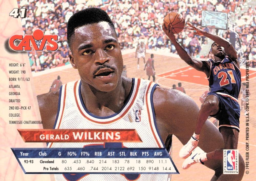 1993-94 Fleer Ultra Gerald Wilkins #41 Cleveland Cavaliers
