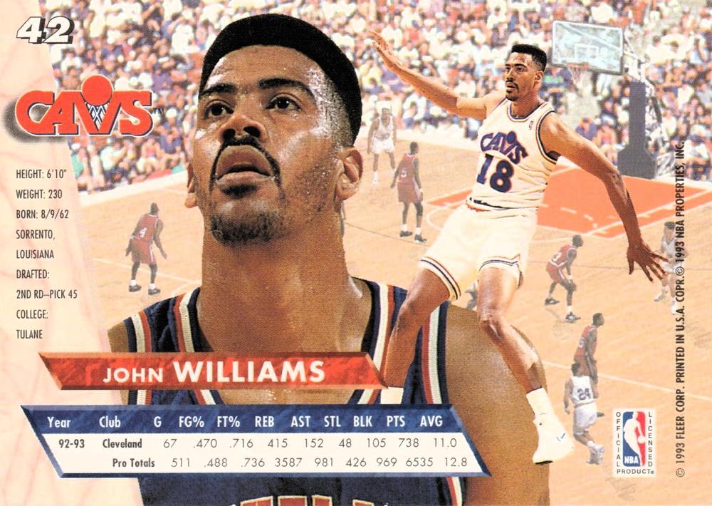 1993-94 Fleer Ultra John Williams #42 Cleveland Cavaliers