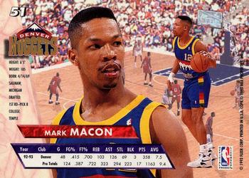 1993-94 Fleer Ultra Mark Macon #51 Denver Nuggets