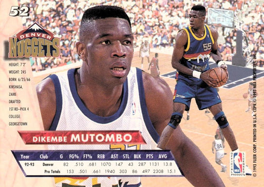 1993-94 Fleer Ultra Dikembe Mutombo #52 Denver Nuggets