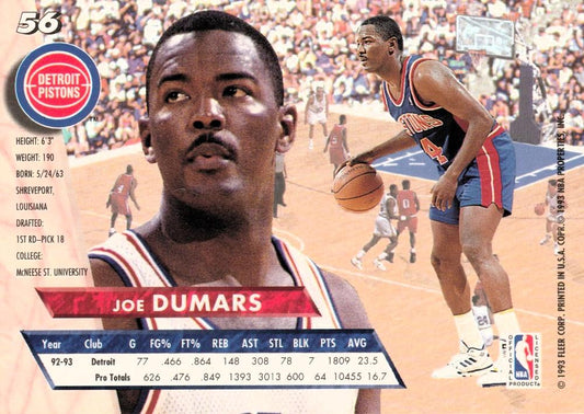 1993-94 Fleer Ultra Joe Dumars #56 Detroit Pistons