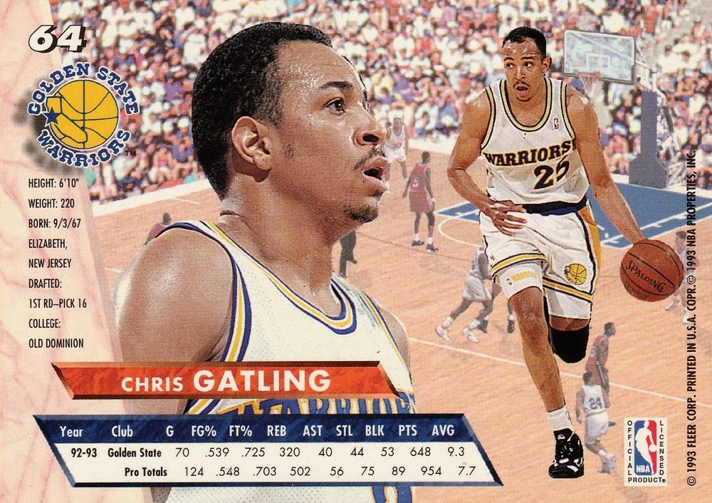 1993-94 Fleer Ultra Chris Gatling #64 Golden State Warriors