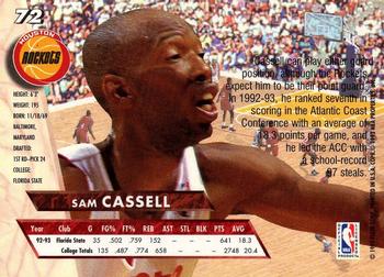 1993-94 Fleer Ultra Sam Cassell RC #72 Houston Rockets