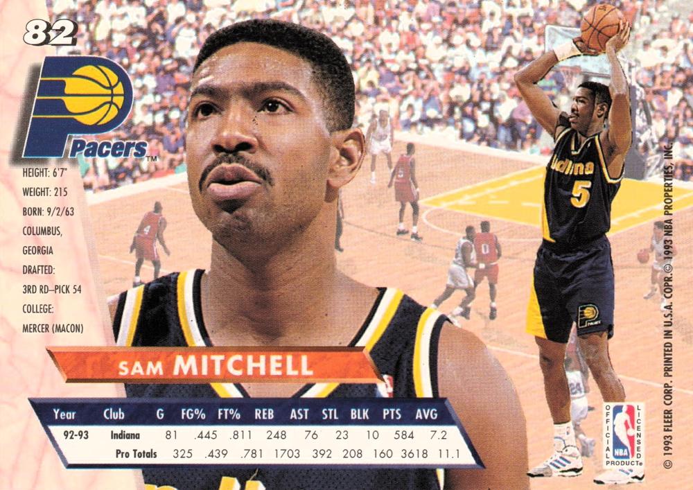 1993-94 Fleer Ultra Sam Mitchell #82 Indiana Pacers