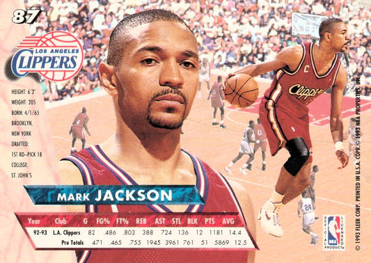 1993-94 Fleer Ultra Mark Jackson #87 Los Angeles Clippers