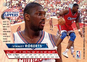 1993-94 Fleer Ultra Stanley Roberts #89 Los Angeles Clippers