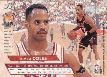 1993-94 Fleer Ultra Bimbo Coles #98 Miami Heat