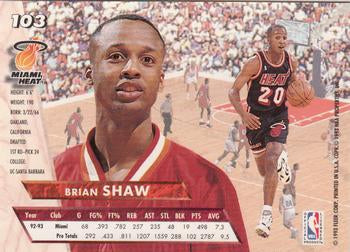 1993-94 Fleer Ultra Brian Shaw #103 Miami Heat