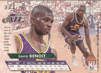 1993-94 Fleer Ultra David Benoit #184 Utah Jazz