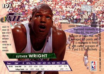1993-94 Fleer Ultra Luther Wright RC #191 Utah Jazz