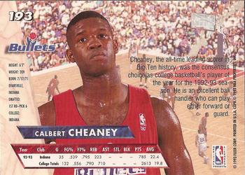 1993-94 Fleer Ultra Calbert Cheaney DPK,RC #193 Washington Bullets