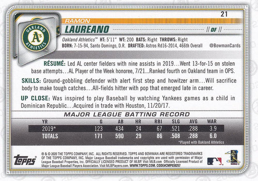 2020 Bowman Ramon Laureano #21 Oakland Athletics