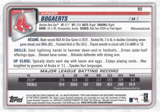 2020 Bowman Xander Bogaerts #95 Boston Red Sox