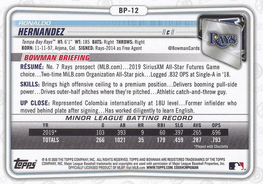 2020 Bowman Prospects Blake Rutherford BP-13 Chicago White Sox