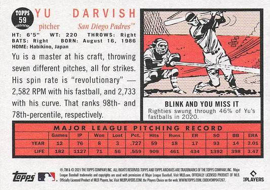 2021 Topps Archives Yu Darvish #59 San Diego Padres