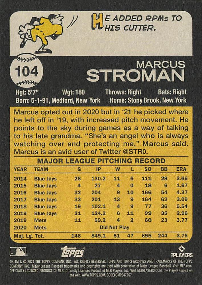 2021 Topps Archives Marcus Stroman #104 New York Mets
