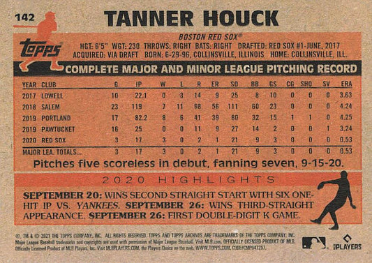2021 Topps Archives Tanner Houck #142 Boston Red Sox