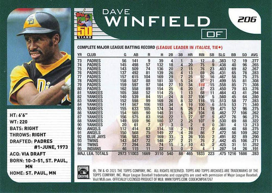 2021 Topps Archives Dave Winfield #206 San Diego Padres