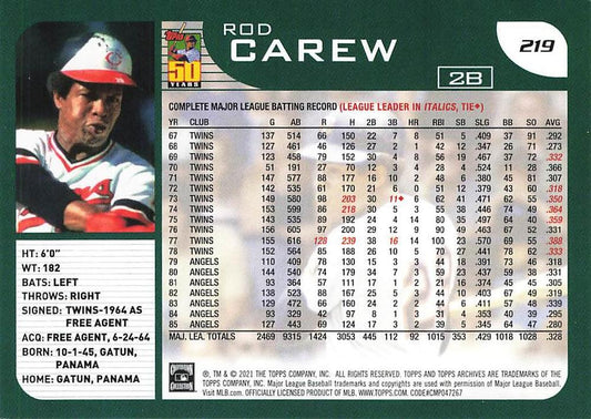 2021 Topps Archives Rod Carew #219 Minnesota Twins