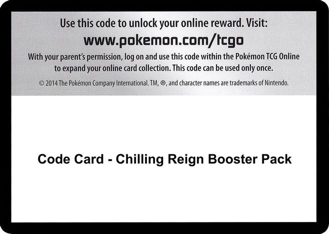 Code Card Chilling Reign Booster Pack - SWSH06: Chilling Reign - Bulk of 55 code cards