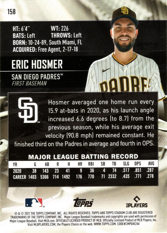 2021 Stadium Club Eric Hosmer #158 San Diego Padres