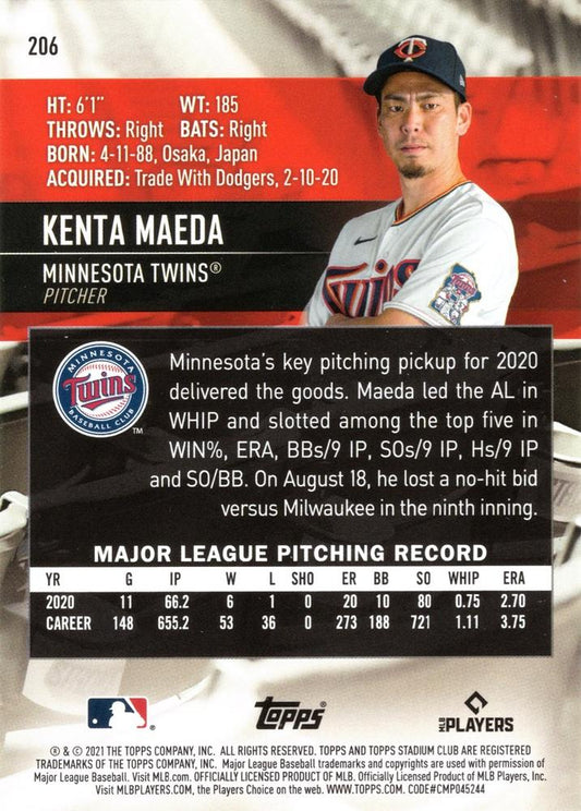 2021 Stadium Club Kenta Maeda #206 Minnesota Twins