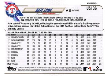 2021 Topps Update Nate Lowe US136 Texas Rangers
