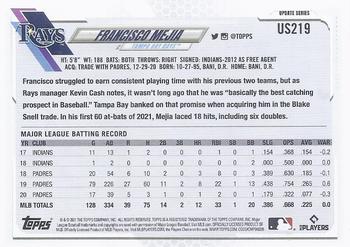 2021 Topps Update Francisco Mejia US219 Tampa Bay Rays
