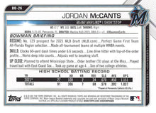 تحميل الصورة إلى عارض المعرض، 2021 Bowman Draft Jordan McCants FBC 1st Bowman BD-26 Miami Marlins