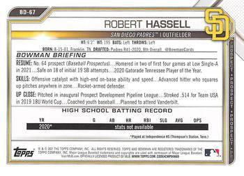 2021 Bowman Draft Robert Hassell BD-67 San Diego Padres