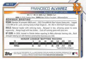 2021 Bowman Draft Francisco Alvarez BD-112 New York Mets