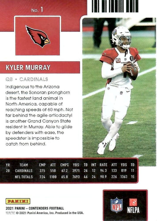 2021 Panini Contenders Season Ticket Kyler Murray #1 Arizona Cardinals