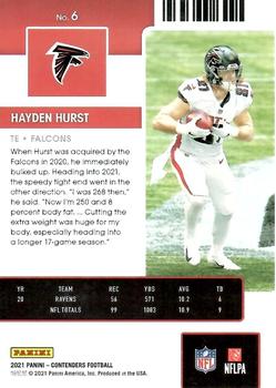 2021 Panini Contenders Season Ticket Hayden Hurst #6 Atlanta Falcons