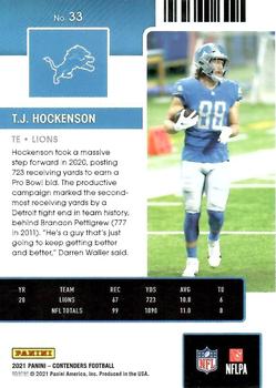 2021 Panini Contenders Season Ticket T.J. Hockenson #33 Detroit Lions