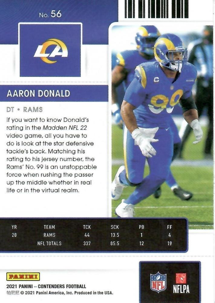 2021 Panini Contenders Season Ticket Aaron Donald #56 Los Angeles Rams