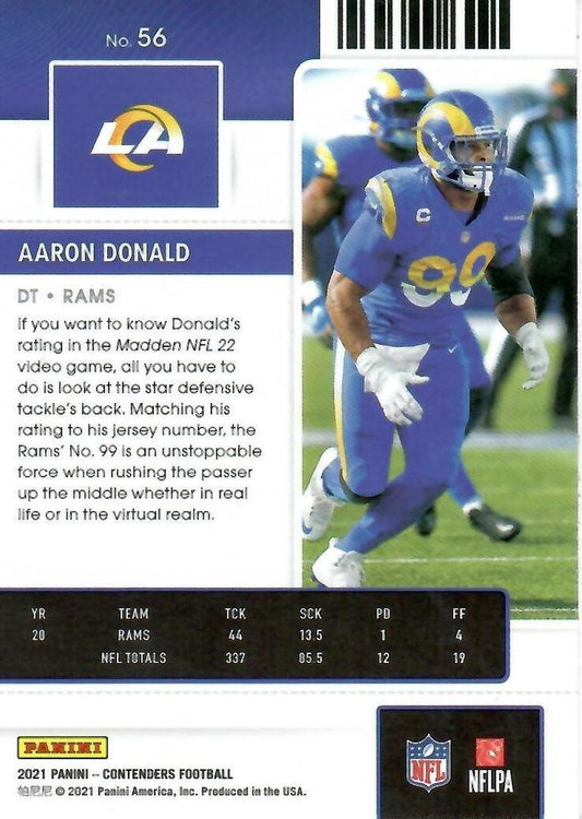 2021 Panini Contenders Season Ticket Aaron Donald #56 Los Angeles Rams