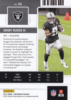 2021 Panini Contenders Season Ticket Henry Ruggs III #58 Las Vegas Raiders
