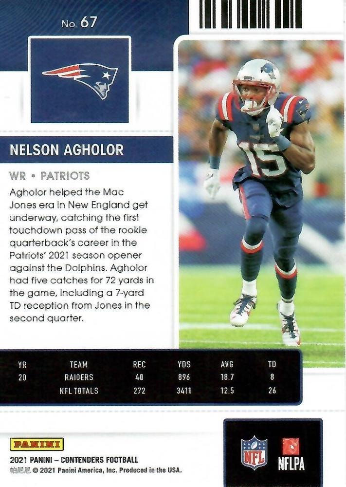 2021 Panini Contenders Season Ticket Nelson Agholor #67 New England Patriots