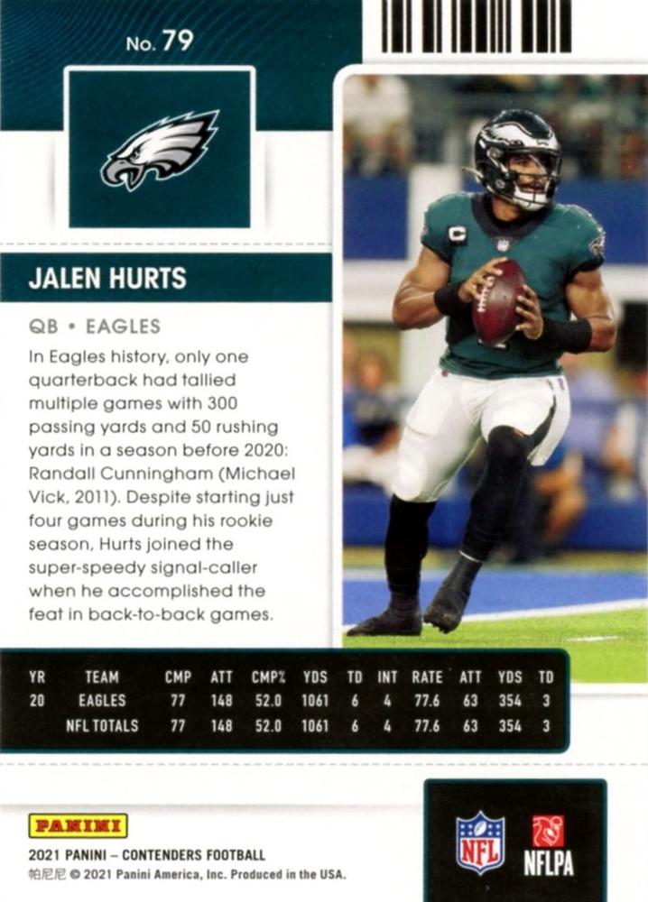 2021 Panini Contenders Season Ticket Jalen Hurts #79 Philadelphia Eagles