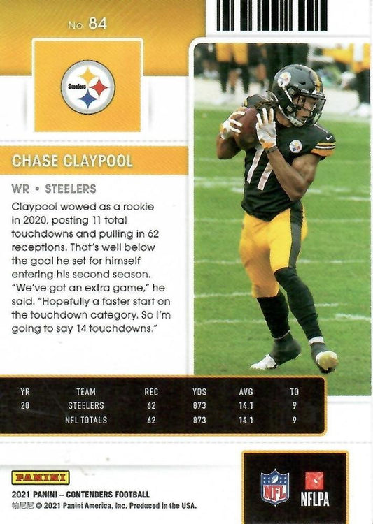2021 Panini Contenders Season Ticket Chase Claypool #84 Pittsburgh Steelers