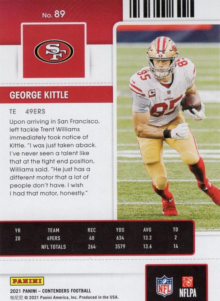 2021 Panini Contenders Season Ticket George Kittle #89 San Francisco 49ers