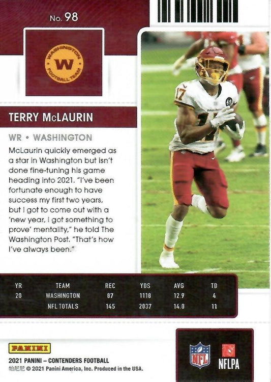 2021 Panini Contenders Season Ticket Terry McLaurin #98 Washington Football Team