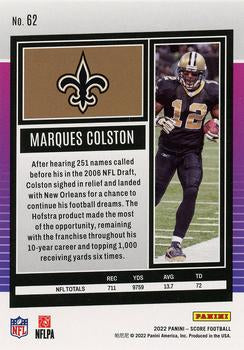 2022 Panini Score Base Marques Colston #62 New Orleans Saints