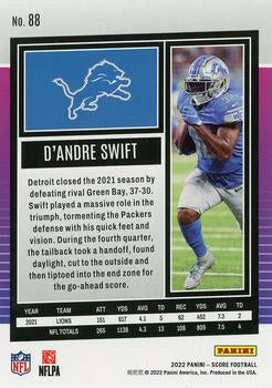 2022 Panini Score Base D'Andre Swift #88 Detroit Lions