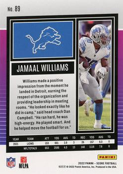 2022 Panini Score Base Jamaal Williams #89 Detroit Lions