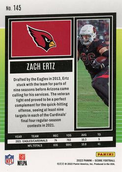 2022 Panini Score Base Zach Ertz #145 Arizona Cardinals